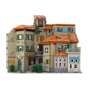 Italiaanse architectuur modulaire bouwstenen set straat uitzicht appartement residentiële huis bakstenen model speelgoed diy kinderen verjaardagscadeau