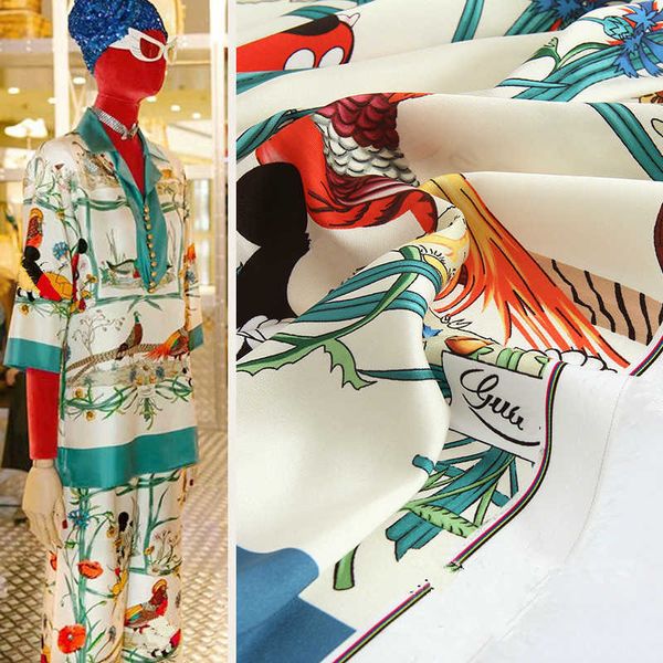 Tela de poliéster con estampado personalizado de marca italiana, camisa suave de 145 cm de ancho, tela de costura para niños y mujeres para vestido 210702