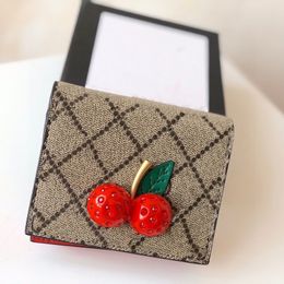 Célèbre Designer Cherry bourse de luxe femmes Mini carte Clip marque italienne mode portefeuille pliant nouveau porte-carte de crédit de haute qualité en cuir véritable porte-monnaie sac