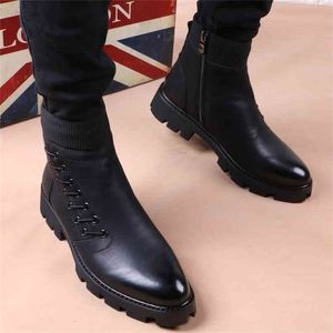 marque italienne designer hommes loisirs cowboy bottes en cuir naturel plate-forme chaussures noir automne hiver bottine courte botas mâle 210902