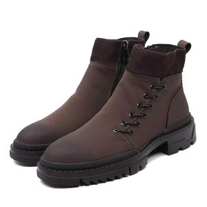Italiaans merkontwerper Mens Leisure Cowboy Boots Natural Leather Platform schoenen Black Spring herfst enkel AOOT korte bota's mannelijk