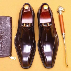 Mocasines de marca italiana para hombre, zapatos de vestir informales elegantes de cuero genuino para fiesta de boda, calzado masculino sin cordones marrón y negro