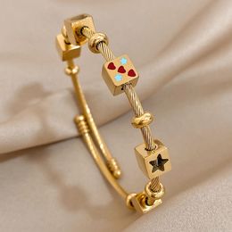 Braceletas de encanto italiano para mujeres acero inoxidable Ojos malvados de amor AMOR Stars Beade Bead Bangle Block Posting Gift 240510