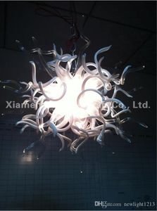 Italiaanse Murano Glas Kroonluchter Moderne Duidelijke en Witte Bal Ronde Light Fixture110-240V UL Crystal Plafond Hanglampen Slaapkamer