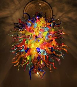Lámparas Italiano Colorido Murano Gran Araña Luces LED Estilo Mano Soplado Vidrio Arte Colgante Iluminación Iluminación