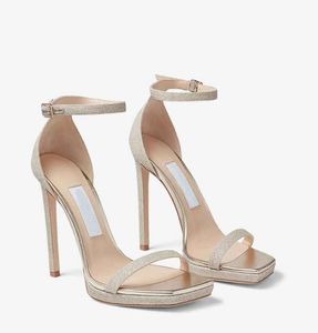 Italiaans gemaakt Alva Sandals schoenen vrouwen strappy nappa lederen zwart gouden glitter vierkante dame feestjurk bruiloft sexy pumps