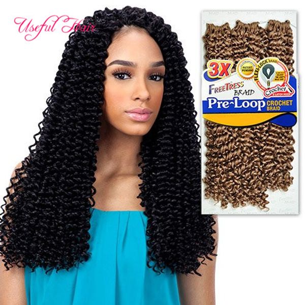 Tissage bouclé italien freetress vague profonde tressage cheveux Freetress cheveux avec vague d'eau ombre synthétique bouclés en prétwist 20 pouces Free tres