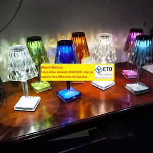 Kartell – lampe de Table en acrylique au Design italien, sans batterie, veilleuse tactile USB, lampes à fleurs brillantes, décoration de chambre d'hôtel