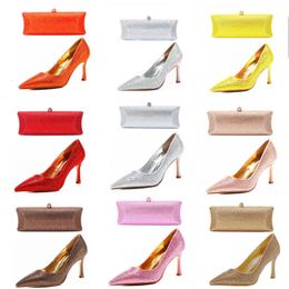 Italiaans Design Kristal Diamant Dames Stiletto Luxe Bruiloft Diner Kerstliefhebber Schoenen En Koppeling Set 240228