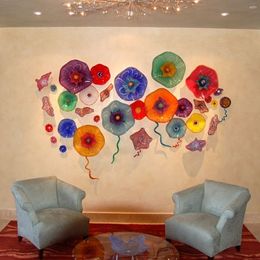 Italiaanse ontwerp moderne kunst muurlampen handgeblazen Murano bloem glazen platen muur-decoraties woonkamer minimalistische badkamer slaapkamer schop