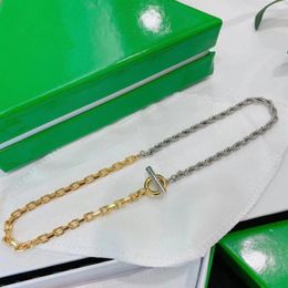 Collar de cadena para mujer con empalme de oro y plata de acero y titanio de diseño italiano, regalo de vacaciones personalizado a la moda 277Y