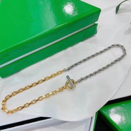 Collar de cadena de mujer con empalme de plata y oro de acero y titanio de diseño italiano, regalo de vacaciones personalizado a la moda, 184h