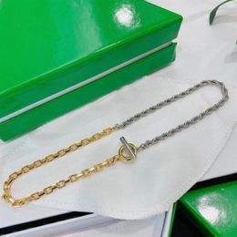 Collar de cadena de mujer con empalme de plata y oro de acero titanio de diseño italiano, regalo de vacaciones personalizado a la moda, 227k