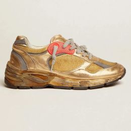 Designer italien Gold Running Bottom Bottom Stoose Sneakers Designer Made Old Dirty Sneakers avec léopard en daim mélange Graffiti Graffiti Casual Shoes Taille 35-45 avec boîte