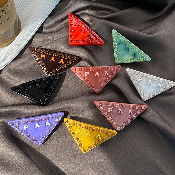 Pinces à cheveux triangulaires de styliste italien, barrettes en diamant coloré Vintage, marque de styliste, bijoux de cheveux, nouveau Style, pinces à cheveux latérales, couvre-chef classique pour femmes