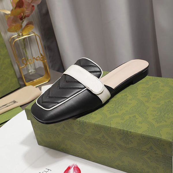 Mulas de diseñador italiano para mujer, zapatos planos de cuero genuino, talla 35-42, modelo SD01