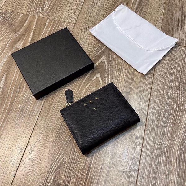 Diseñadores italianos Mujeres Carteras cortas Saffiano Cowhide Bolso Luxurys Bag Ladies Golden Letters Monedero de alta capacidad Monedero 1237Y