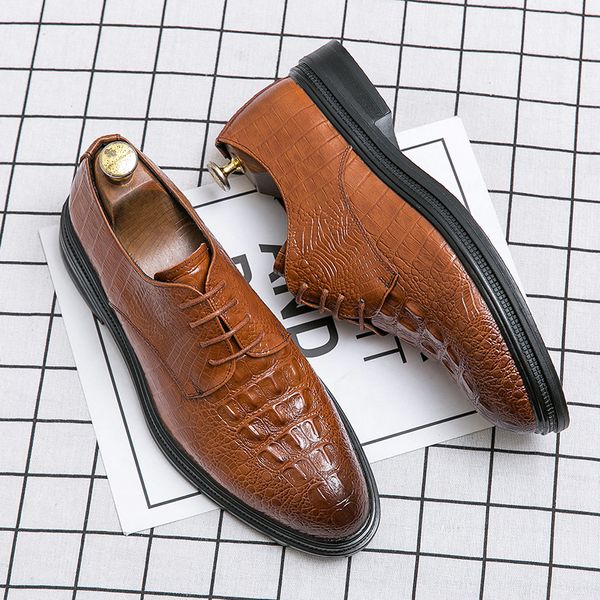 Robe italienne mariage chaussures en cuir fait à la main pu de marque officielle gentleman créateur de mode masculine anti-S