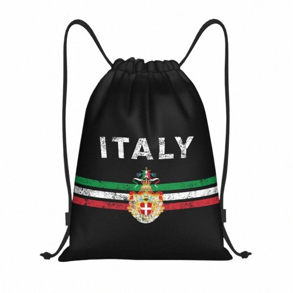 Emblème italien Italie Flag DrawString sac à dos Sac à dos sportif pour hommes Femme Patriotique Gift Training Sackpack 916b #