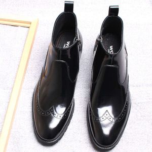 Italiaanse lederen enkel zwart bruin puntige herenkleding formele winter herenlaarzen schoenen