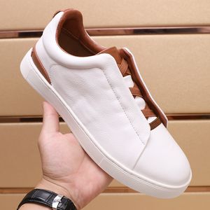 Chaussures masculines en cuir authentique italien Nouvelles chaussures décontractées blanches non glipt