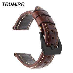 Correa de reloj de cuero genuino italiano 20/22/24/26 mm para Panerai Luminor Radiomir Watch Band 316l Correa de muñeca con cierre de acero inoxidable T190702