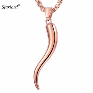 Italiaanse Hoorn Hanger Ketting Goud Roestvrij Staal Rose Goud Blauw Cornicello Cornetto Amulet Italiaanse Sieraden GP2407M3005