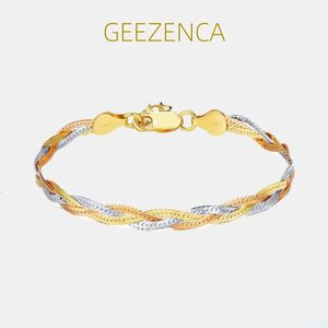 Italiaanse sieraden 925 zilveren drie kleuren drie draden geweven armbanden glinsterende luxe mode dunne armband voor vrouwen cadeau feest 240521