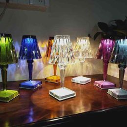 Kartell italiano Batería Lámpara de escritorio Usb Sensor táctil Barra de luz Decoración Restaurante Lámparas de mesa Lámpara de noche romántica Lámpara de cama H220423