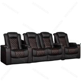 Soft de cinéma maison en cuir italien Chaise inclinable électrique confortable avec chargeur sans fil et lumières LED