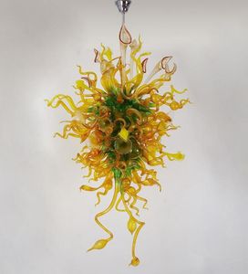 Lamp Italiaanse lange bloem kroonluchters verlichting amber en groene schaduw hanglampen moderne decor handgeblazen glas kroonluchter met led-bollen