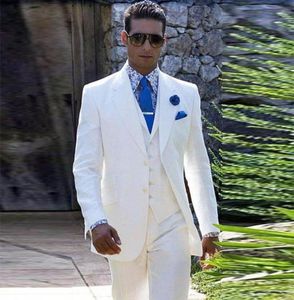 Traje italiano de lujo BeigeWhite para hombre, chaqueta, pantalones, vestido Formal, conjunto de traje para hombre, traje de boda para hombre, trajes de esmoquin para novio 20185228353