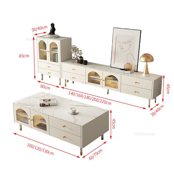 Italien Luxury Living Room Slate TV est minimaliste Petit appartement Armoire de télévision simple Tables de télévision de plancher