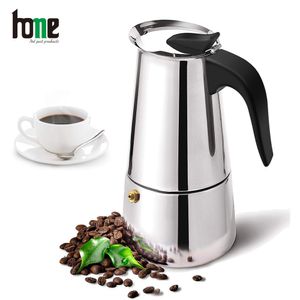 Italiaanse Maker Koffie Machine Moka Pot Coffee Espresso Roestvrij staal Gereedschap Draagbare koffies Cafe Latte Stovetop Accessoires 210309