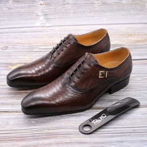 Hommes italiens robe Oxford chaussures hommes à lacets boucle en cuir véritable chaussures d'affaires bureau chaussures formelles fête mariage chaussures