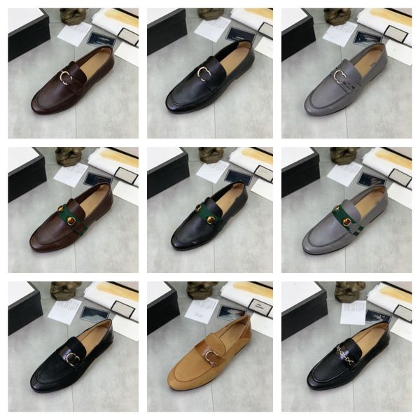 Italien Men Loafers Chaussures Classic Man Robe Shoes Designer en cuir authentique en cuir vert noir Black Strap Office de bureau