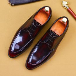 Italiaanse herenjurk schoenen luxe echt patent leathe mode vintage retro party formele zakelijke trouwschoenen voor mannen A110