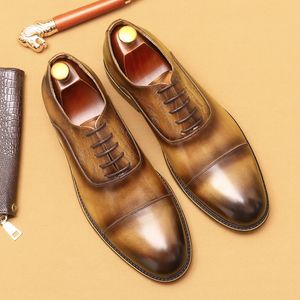 Zapatos de vestir Oxfords de cuero genuino para hombre italiano 2023 verano nuevo estilo diseñador marca Vintage boda fiesta zapatos sociales para hombre