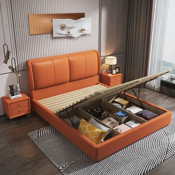 Italien Minimaliste Technologie Chiffre de lit en tissu pour meubles de chambre
