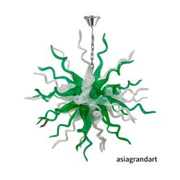 Lampes de lustre de plafond de style italien Murano Lampes suspendues vert-blanc LED Bubls Éclairage Décor Lustres en verre soufflé à la main pour la maison LR1481
