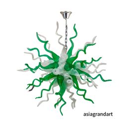 Italiaanse murano-stijl plafond kroonluchter lampen groen-wit hangende hanglamp led bubls verlichting decor hand geblazen glazen kroonluchters voor huis LR1481