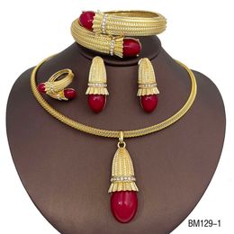 Ensemble de bijoux avec pendentif en opale rouge italienne, pour mariage, cadeau, usage quotidien, accessoires de fête pour femmes