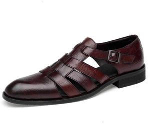 Sandales italiennes style mode sandales en cuir véritable pour hommes robe d'affaires chaussures en cuir faites à la main sandalias grande taille 3547 XC5P23274272