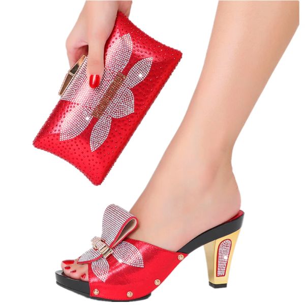 Chaussures et sacs italiens Ensemble pour la fête des dames cales chaussures Sumles Sumles Sumles African Women Shoes avec sacs assortis talons hauts