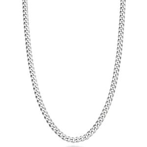 Italiaanse vaste stof 925 Sterling Silver 3,5 mm Diamant gesneden Cubaanse link Curb Chain ketting voor vrouwelijke mannen, gemaakt in Italië