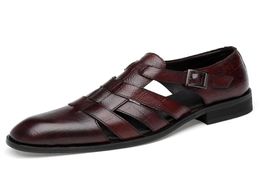 Mode italien mode authentique sandales en cuir pour hommes robes de commerce sandales à la main chaussures en cuir à la main hommes sandalias grande taille 3547 y3272737