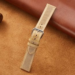 Bracelet de montre en cuir véritable de Style italien rétro peau de cire d'huile bracelets de montre d'affaires de qualité Ultra-mince 18/19/20/21/22mm 240125
