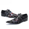 Type d'italien Chaussures en cuir véritables de type italien Boucles d'homme pointus Metal Tip Black Business, Fête et Mariage Chaussures Hommes!