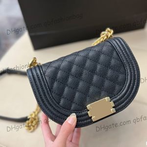 Italiaanse dames 22a zadel messenger tassen kaviaar lederen kalfsleer echte lederen jongen handtassen klassieke c mini flap gewatteerd ghw crossbody schoudertasje 18x13cm