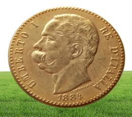 Italie 1884 UMBERTO 50 LIRE GOLD COIN COIN COINS ACCESSOIRES DE DÉCORATION DE LA MAISON ENTRÉE 1024961